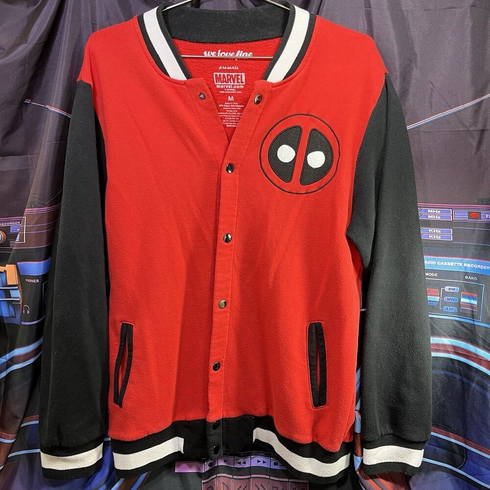 We Love Fine MARVEL Deadpool Varsity Cotton Blend Jacket Men's M